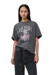 Ganni Grey Future Relaxed Lamb T-shirt In Volcanic Ash