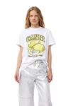 Ganni Lemon Crewneck Jersey T-shirt In White