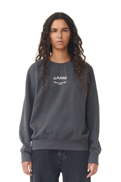Ganni Grey Isoli Oversized Sweatshirt In Grey