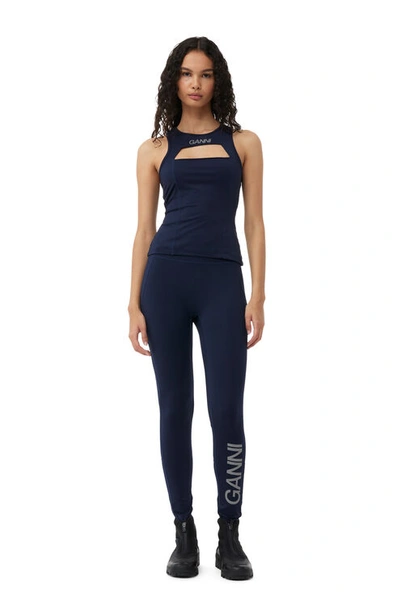 Ganni Active Ultra High Waist Tights In Blue