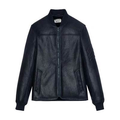 Zadig & Voltaire Leo Shearling Used Leather Jacket In Encre