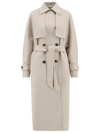 Max Mara Beige Cashmere Oversize Trench Coat In Beige