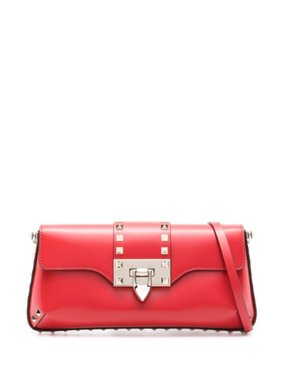 Valentino Garavani Rockstud Leather Shoulder Bag In Red