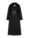 Alaïa Long Trench Coat With Leather Corset Belt In Black