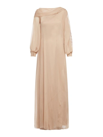 Alberta Ferretti Chiffon Organic Dress In Pink & Purple