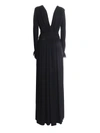 Alberta Ferretti Pleated Dress With Feathers In Black