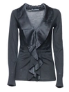 Alberta Ferretti Maxi Rouches Sweater In Black