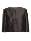 Alberta Ferretti Satin-finish Cropped Jacket In Black