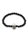 Alexander Mcqueen Skull Beaded Elastic Bracelet In Black