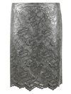 Aspesi Floral Perforated Asymmetric Skirt In Grey