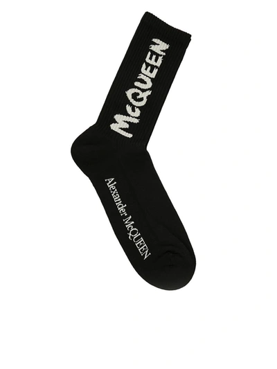 Alexander Mcqueen Logo Socks In Black