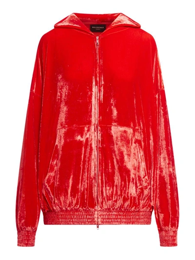 Balenciaga Zip-up Hoodie In Red