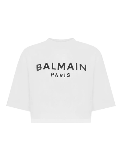 Balmain Balm Top Tee Cn Ss 3bttn Logo Shldr Cttn In White,black