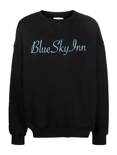 Blue Sky Inn Logo-embroidered Oversized Cotton-jersey Sweatshirt In Black