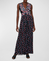 DIANE VON FURSTENBERG MARIKA SLEEVELESS FLORAL-PRINT EMPIRE GOWN