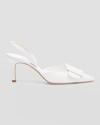 Manolo Blahnik Maysli Leather Buckle Halter Pumps In Whit1012