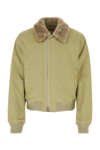 Burberry Shearling Trimmed Cotton Jacket In Hunter