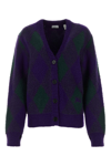 Burberry Purple Cardigan With Argyle Motif In Wool Woman In Royalippattern