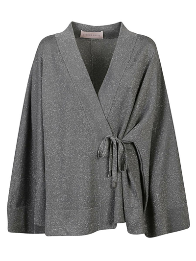 Circus Hotel Viscose Short Kimono In Grey