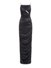 Del Core Draped Silk Maxi Dress In Black