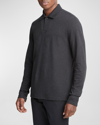 Vince Cotton Blend Double Face Regular Fit Long Sleeve Polo Shirt In H Charcoal/dune G
