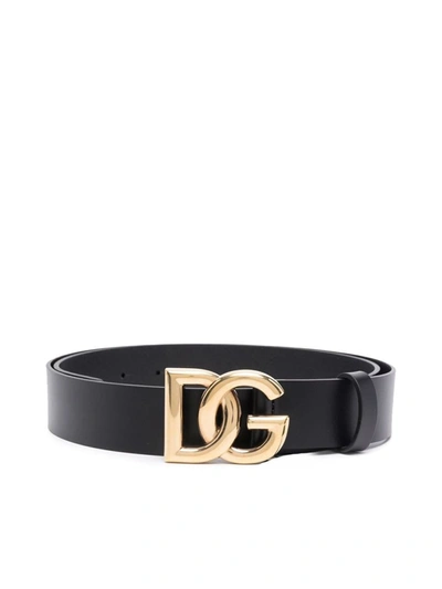 Dolce & Gabbana Dolce &amp; Gabbana Dg Interlock Leather Belt In Gold