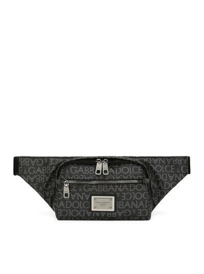 Dolce & Gabbana Logo-jacquard Belt Bag In Black