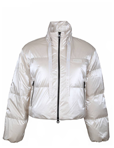 Duvetica Short Down Jacket In Shiny Nylon In White