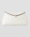 Totême T-lock Grained Leather Clutch Bag In Milk Grain
