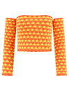 Erl Off-shoulder Knitted Top In Orange