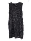 Fabiana Filippi Metallic-threading Fringed Black Minidress In Black