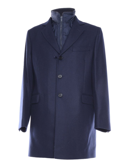 Fay Single-breasted Coat In Blue