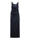 Fendi Gathered Silk Dress In Blue