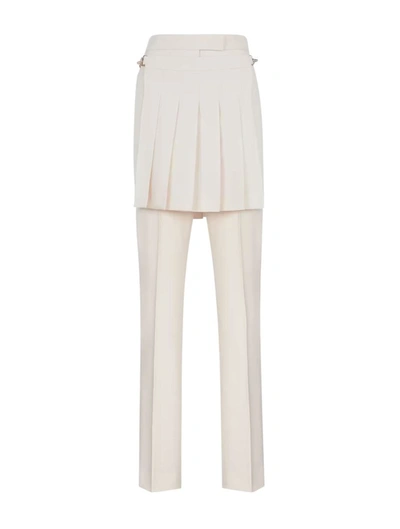 Fendi Ivory Wool Pant In Neutral
