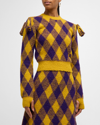 Burberry Ekd Check Knit Tassel-shoulder Crop Sweater In Pear Ip Pattern