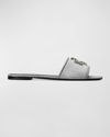 Tory Burch Eleanor Pave Medallion Flat Slide Sandals In Diamond Perfect
