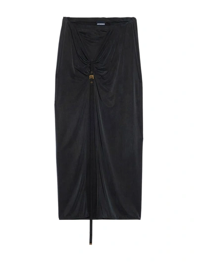 Jacquemus Asymmetric & Draped Skirt In Black