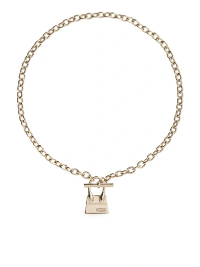 Jacquemus Men's Le Raphia Chiquito Gold-plated Brass Charm Necklace In Grey