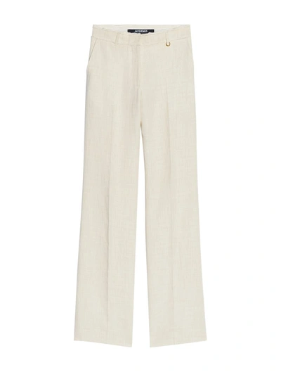 Jacquemus Le Pantalon Marino Woven Wide-leg Pants In Beige