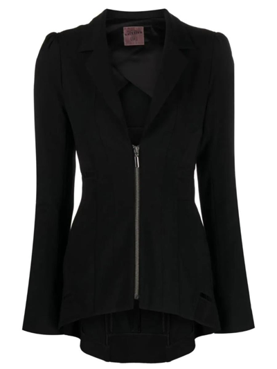 Jean Paul Gaultier Zip-front Cut-out Jacket In Black