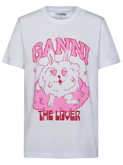 ☆韓国の人気☆【GANNI】☆RELAXED LOVE BUNNY T-SHIRT(W)☆ Ganni Short Sleeve Relaxed Love Bunny T-shirt In Bright