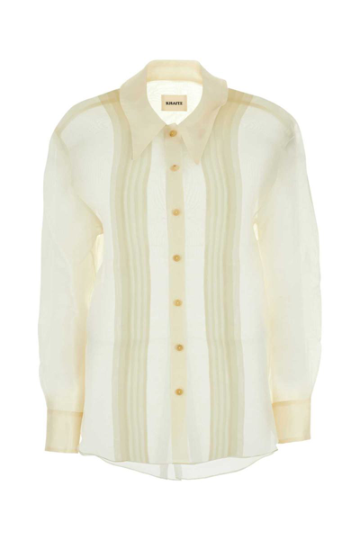 Khaite Nori Silk-organza Shirt In Bone