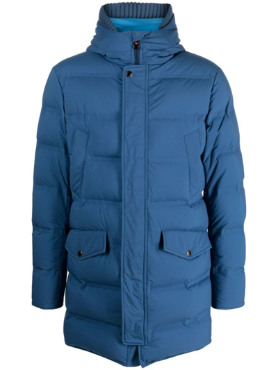 Kired Slouch-hood Padded-design Jacket In Blue