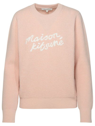 Maison Kitsuné Black Wool Sweater In Pink
