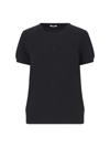 Malo Knit Crewneck With Ribbed Hem And Short Sleeves In Black