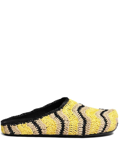 Marni Fussbett Sabot Raffia Slippers In Multicolour