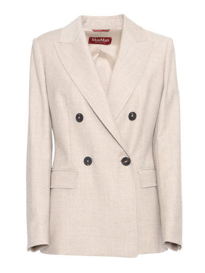 Max Mara Studio Double-breasted Jacket In Beige