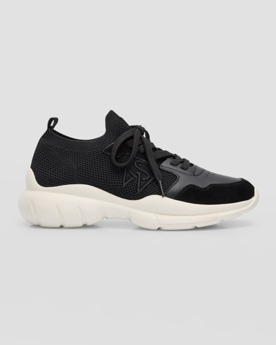 Stuart Weitzman 5050 Stretch Knit Chunky Runner Trainers In Black