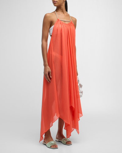 RAMY BROOK JOYCE EMBELLISHED-STRAP HIGH-LOW DRESS