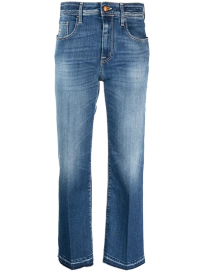 Jacob Cohen Raw-edge Cropped Jeans In Blue